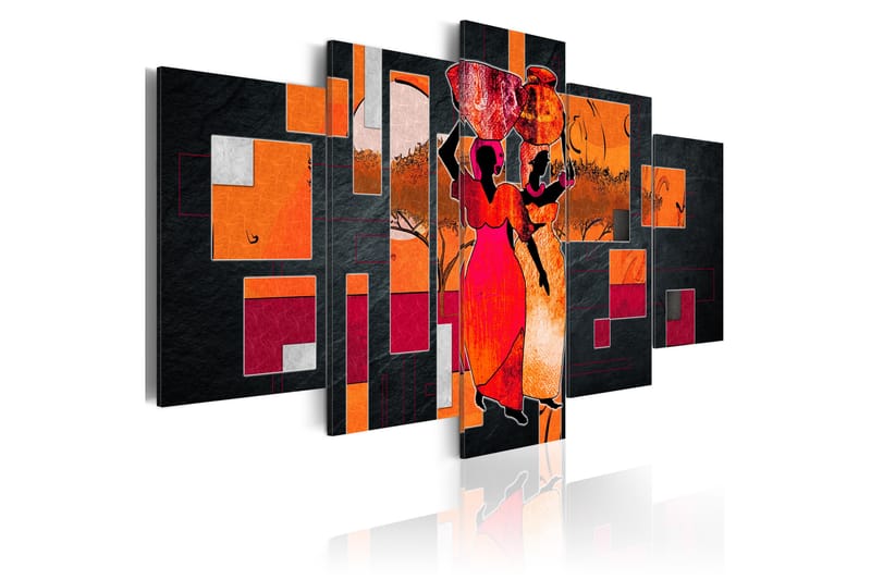 Tavla Women Carrying Water 200X100 Orange|Flerfärgad - Artgeist sp. z o. o. - Inredning & dekor - Tavlor & konst - Canvastavla