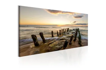 Tavla Wooden Breakwaters 150x50 - Inredning & dekor - Tavlor & konst - Canvastavla