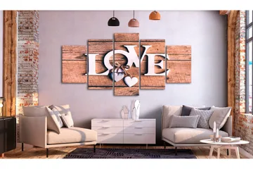 Tavla Wooden Letters 5-Parts Wide 200x100 - Artgeist sp. z o. o. - Inredning & dekor - Tavlor & konst - Canvastavla