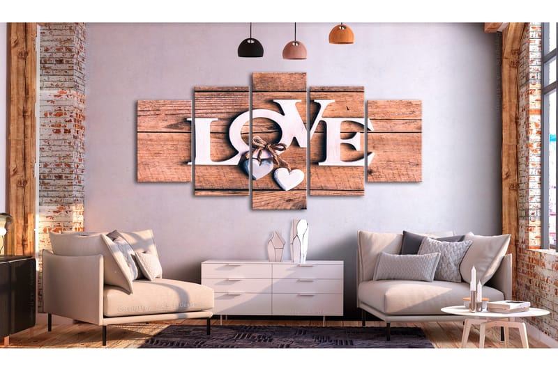 Tavla Wooden Letters 5-Parts Wide 100x50 - Artgeist sp. z o. o. - Inredning & dekor - Tavlor & konst - Canvastavla