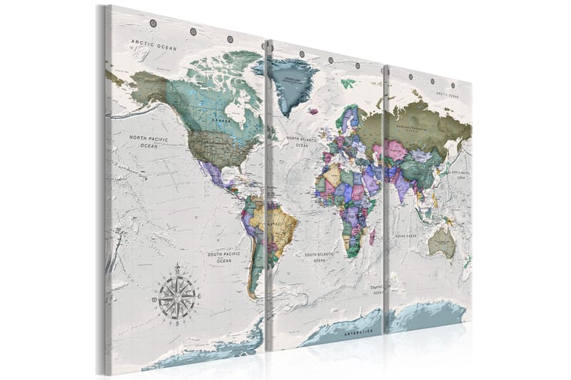 Tavla World Destinations 3 Parts 90X60 Flerfärgad, Artgeist sp. z o. o.