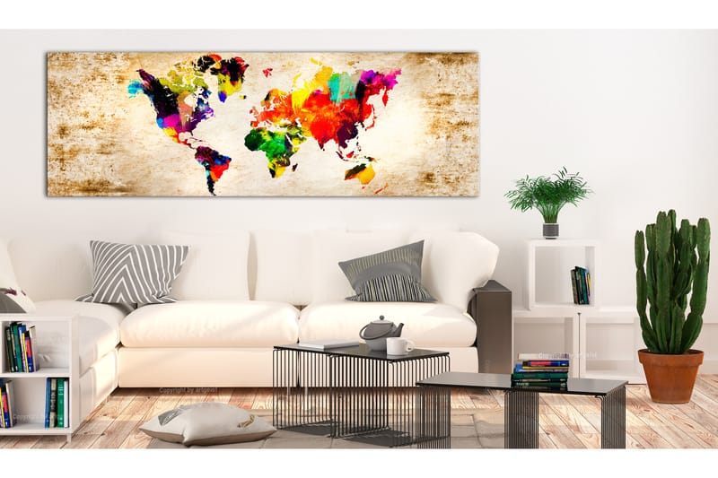 Tavla World In Watercolours 150X50 Flerfärgad|Beige - Artgeist sp. z o. o. - Inredning & dekor - Tavlor & konst - Canvastavla