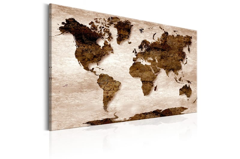 Tavla World Map: 60x40 Brown - Inredning & dekor - Tavlor & konst - Canvastavla