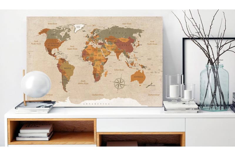 Tavla World Map: Beige Chic 60x40, Artgeist sp. z o. o.