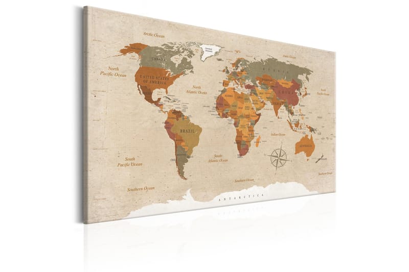 Tavla World Map: Beige Chic 60x40 - Artgeist sp. z o. o. - Inredning & dekor - Tavlor & konst - Canvastavla