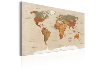Tavla World Map: Beige Chic 90x60 - Artgeist sp. z o. o. - Inredning & dekor - Tavlor & konst - Canvastavla