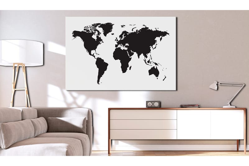 Tavla World Map: Black & White Elegance 90x60, Artgeist sp. z o. o.