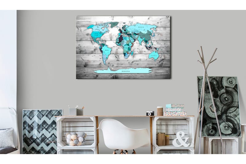 TAVLA World Map: Blue World 90x60, Artgeist sp. z o. o.