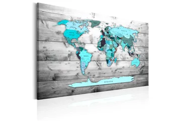 Tavla World Map: Blue World 90x60 - Artgeist sp. z o. o. - Inredning & dekor - Tavlor & konst - Canvastavla