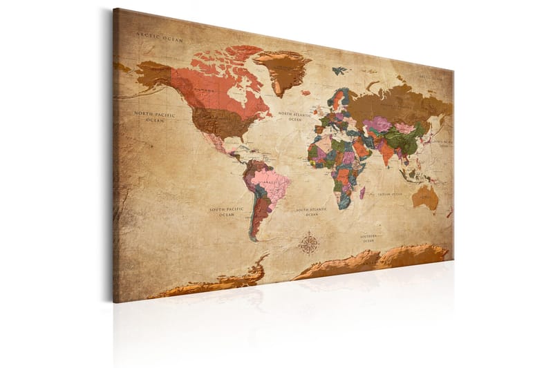 Tavla World Map: Brown Elegance 120x80 - Artgeist sp. z o. o. - Inredning & dekor - Tavlor & konst - Canvastavla