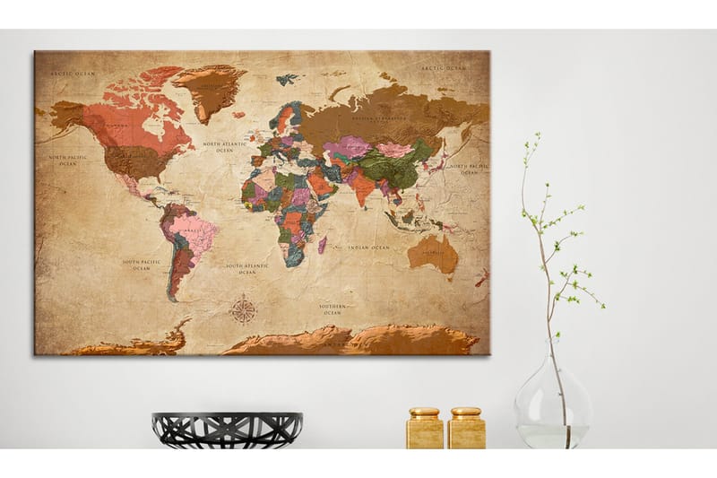 TAVLA World Map: Brown Elegance 90x60, Artgeist sp. z o. o.