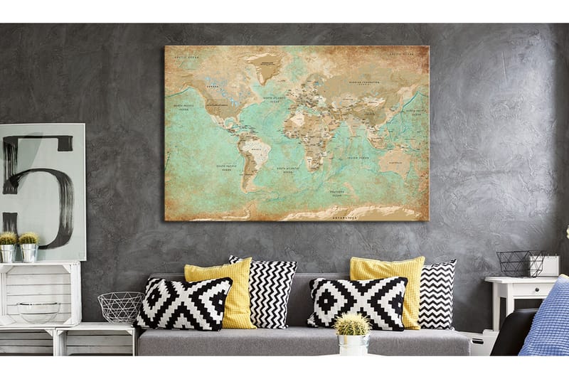 TAVLA World Map: Celadon Journey 120x80, Artgeist sp. z o. o.