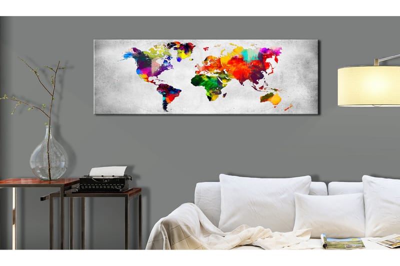 TAVLA World Map: Coloured Revolution 135x45 - Artgeist sp. z o. o. - Inredning & dekor - Tavlor & konst - Canvastavla