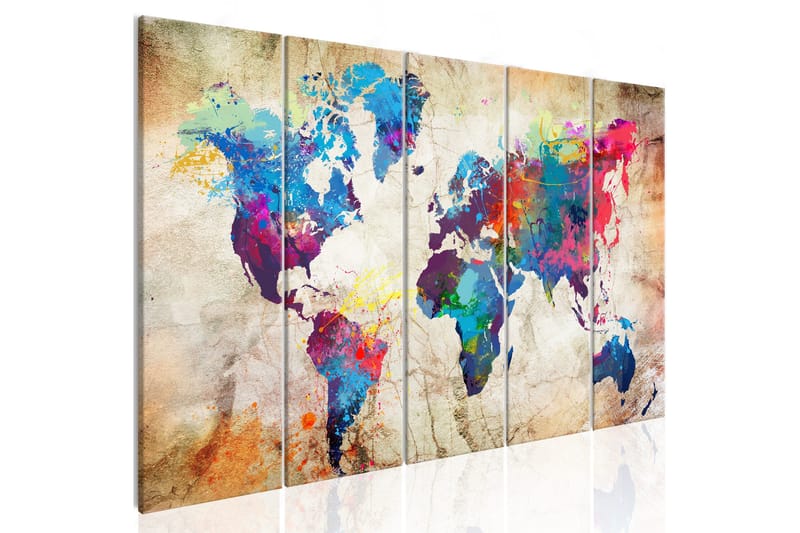 Tavla World Map: Colourful Ink Blots 200x80 - Artgeist sp. z o. o. - Inredning & dekor - Tavlor & konst - Canvastavla