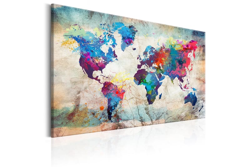 TAVLA World Map: Colourful Madness 120x80 - Artgeist sp. z o. o. - Inredning & dekor - Tavlor & konst - Canvastavla