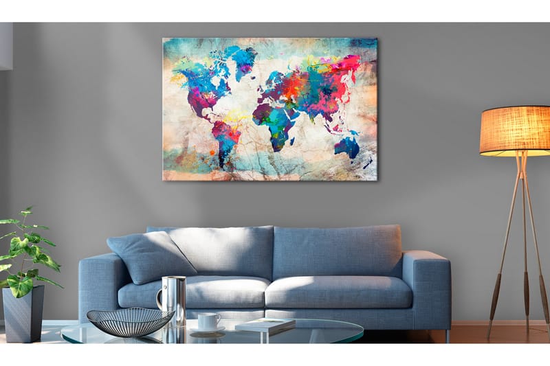 TAVLA World Map: Colourful Madness 120x80, Artgeist sp. z o. o.