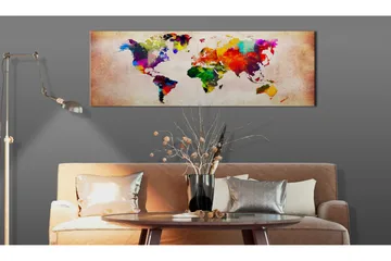 Tavla World Map: Colourful Ramble 135x45 - Inredning & dekor - Tavlor & konst - Canvastavla