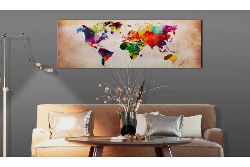 Tavla World Map: Colourful Ramble 135x45 - Inredning & dekor - Tavlor & konst - Canvastavla
