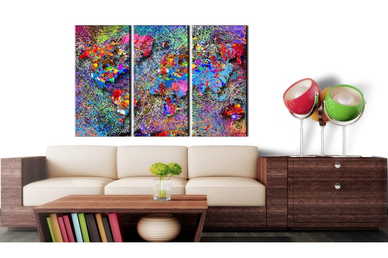 Tavla World Map Colourful Whirl 120x80 - Artgeist sp. z o. o. - Inredning & dekor - Tavlor & konst - Canvastavla