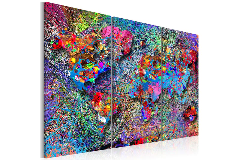 Tavla World Map Colourful Whirl 90x60, Artgeist sp. z o. o.
