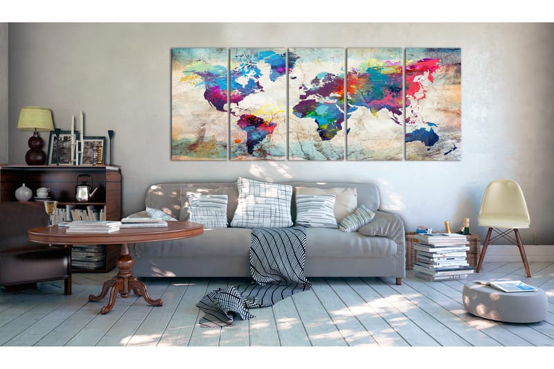 Tavla World Map: Cracked Wall 200x80, Artgeist sp. z o. o.