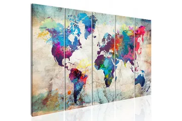Tavla World Map: Cracked Wall 200x80 - Artgeist sp. z o. o. - Inredning & dekor - Tavlor & konst - Canvastavla