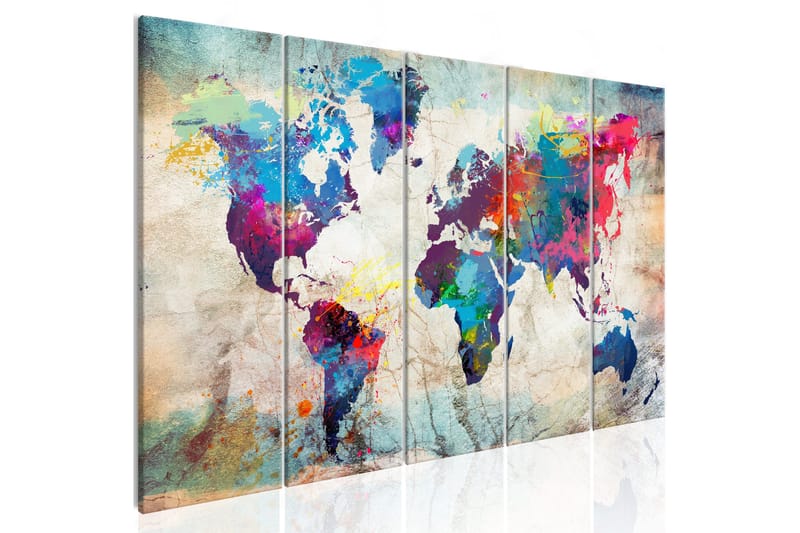 Tavla World Map: Cracked Wall 200x80 - Artgeist sp. z o. o. - Inredning & dekor - Tavlor & konst - Canvastavla