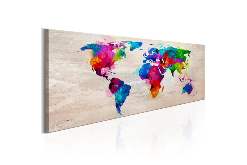 Tavla World Map Finesse Colours 150X50 Flerfärgad - Artgeist sp. z o. o. - Inredning & dekor - Tavlor & konst - Canvastavla