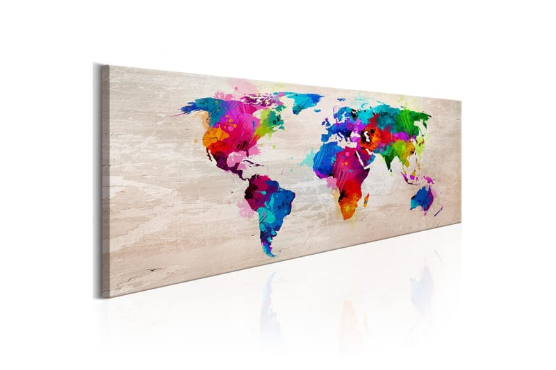 Tavla World Map Finesse Of Colours 150x50, Artgeist sp. z o. o.
