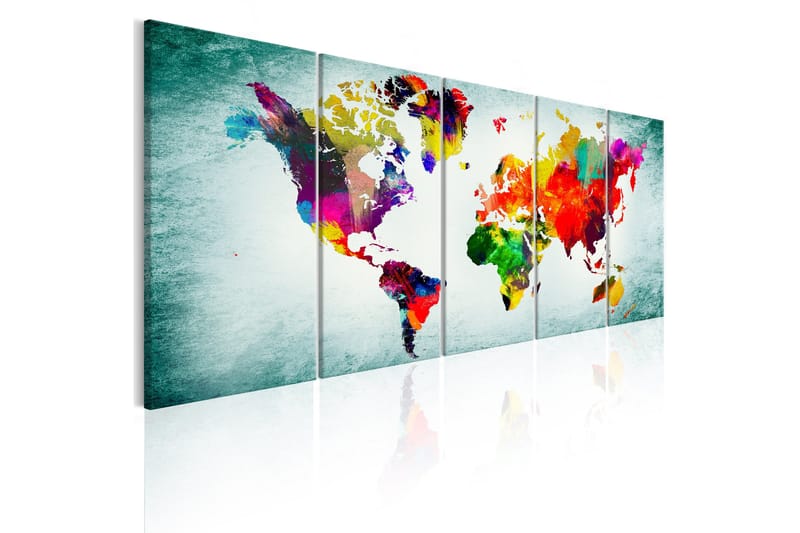 Tavla World Map Green Vignette 225x90, Artgeist sp. z o. o.