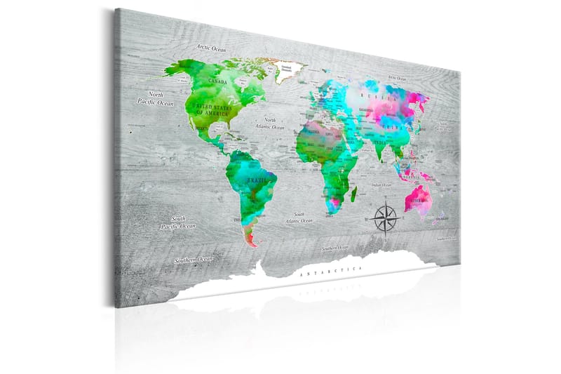 TAVLA World Map: Green Paradise 60x40 - Artgeist sp. z o. o. - Canvastavla