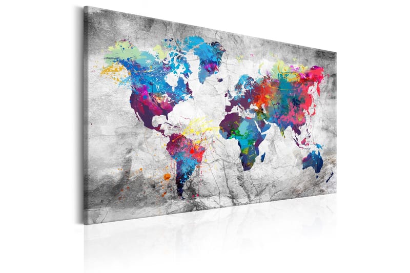 Tavla World Map: Grey Style 120x80 - Artgeist sp. z o. o. - Inredning & dekor - Tavlor & konst - Canvastavla