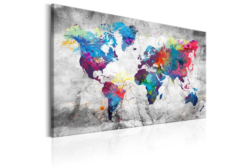 TAVLA World Map: Grey Style 90x60 - Artgeist sp. z o. o. - Inredning & dekor - Tavlor & konst - Canvastavla