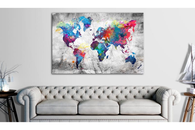 Tavla World Map: Grey Style 90x60, Artgeist sp. z o. o.