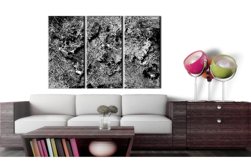 Tavla World Map Grey Thread 90x60 - Artgeist sp. z o. o. - Inredning & dekor - Tavlor & konst - Canvastavla