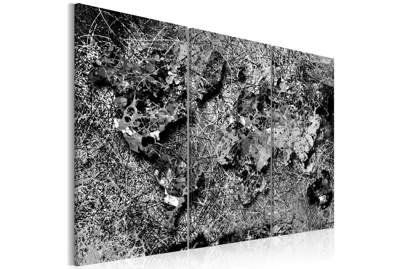Tavla World Map Grey Thread 90x60 - Artgeist sp. z o. o. - Inredning & dekor - Tavlor & konst - Canvastavla