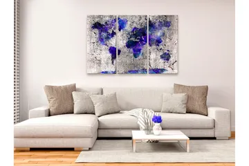 Tavla World Map Ink Blots 3 Parts 120x80 - Artgeist sp. z o. o. - Inredning & dekor - Tavlor & konst - Canvastavla