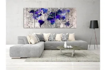 Tavla World Map Ink Blots 5 Parts Narrow 200x80 - Artgeist sp. z o. o. - Inredning & dekor - Tavlor & konst - Canvastavla