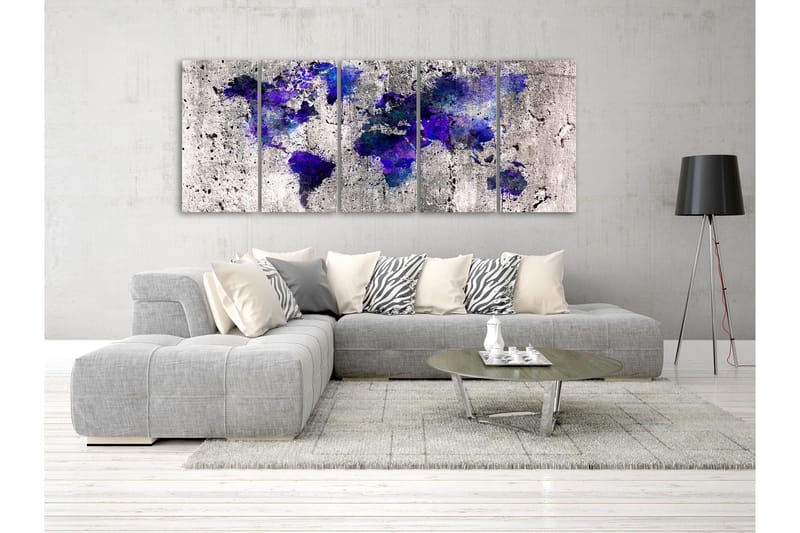 Tavla World Map Ink Blots 5 Parts Narrow 200x80 - Artgeist sp. z o. o. - Inredning & dekor - Tavlor & konst - Canvastavla