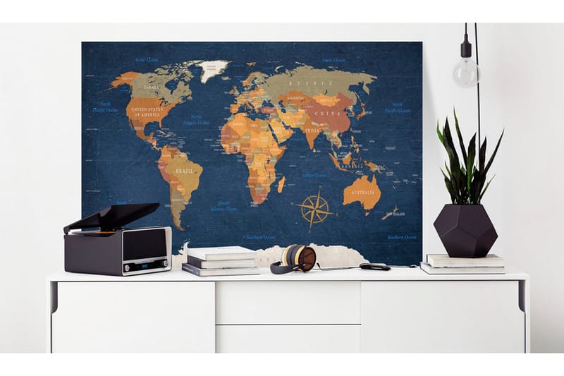TAVLA World Map: Ink Oceans 90x60, Artgeist sp. z o. o.