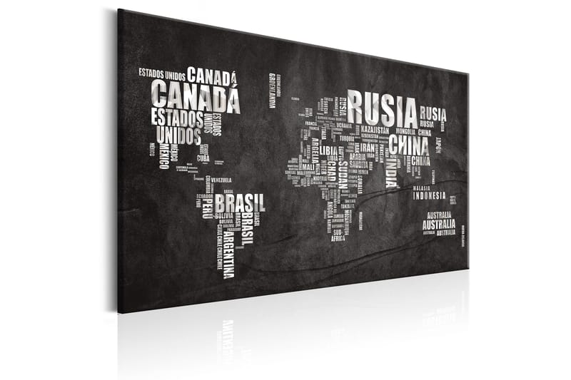 Tavla World Map: Mundo Negro 120x80 - Inredning & dekor - Tavlor & konst - Canvastavla