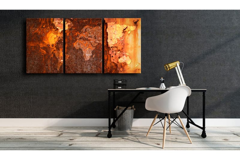 Tavla World Map Old Rust 120X60 Orange|Brun|Vit - Artgeist sp. z o. o. - Inredning & dekor - Tavlor & konst - Canvastavla