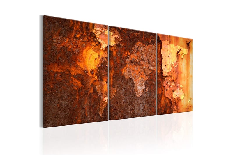 Tavla World Map Old Rust 120X60 Orange|Brun|Vit - Artgeist sp. z o. o. - Inredning & dekor - Tavlor & konst - Canvastavla