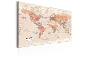 Tavla World Map: Orange World 120x80 - Artgeist sp. z o. o. - Inredning & dekor - Tavlor & konst - Canvastavla
