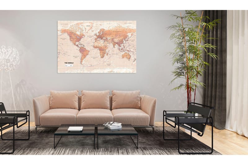 Tavla World Map: Orange World 90x60, Artgeist sp. z o. o.