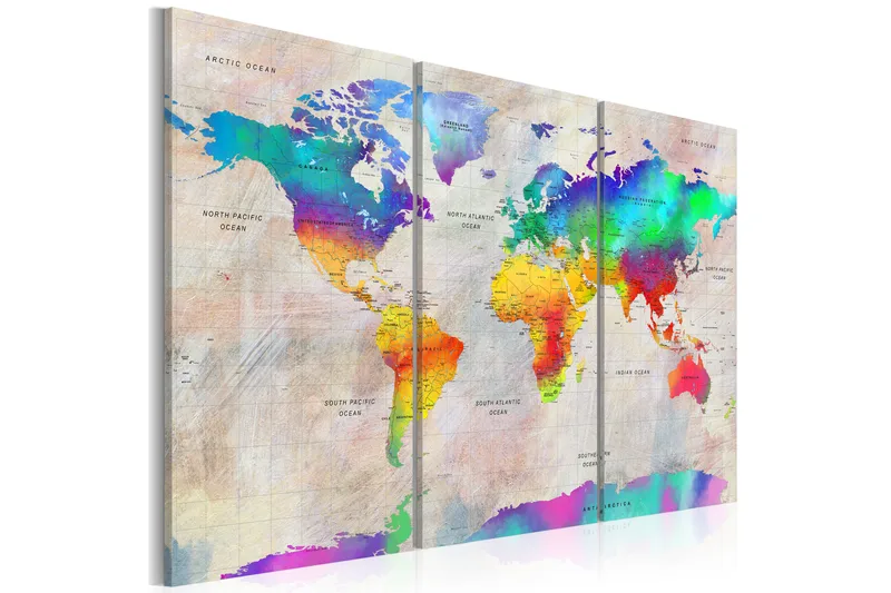 Tavla World Map Rainbow Gradient 90X60 Flerfärgad - Artgeist sp. z o. o. - Inredning & dekor - Tavlor & konst - Canvastavla