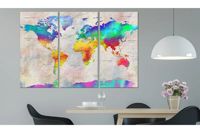 Tavla World Map Rainbow Gradient 90X60 Flerfärgad - Artgeist sp. z o. o. - Inredning & dekor - Tavlor & konst - Canvastavla