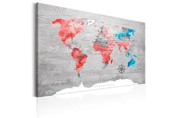 Tavla World Map: Red Roam 120x80 - Artgeist sp. z o. o. - Inredning & dekor - Tavlor & konst - Canvastavla