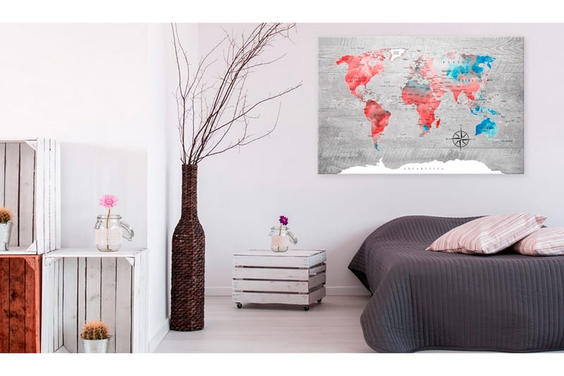 Tavla World Map: Red Roam 90x60, Artgeist sp. z o. o.