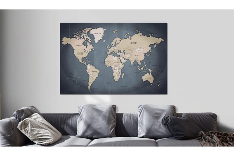 Tavla World Map: Shades of Grey 120x80, Artgeist sp. z o. o.